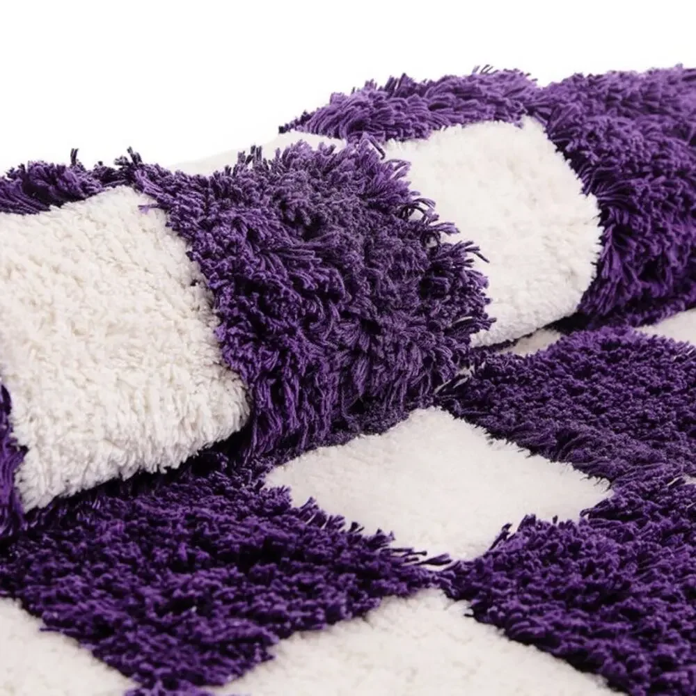 NEW Mackenzie-Childs Checkerboard Violet Bath Rug 24x40 Cotton